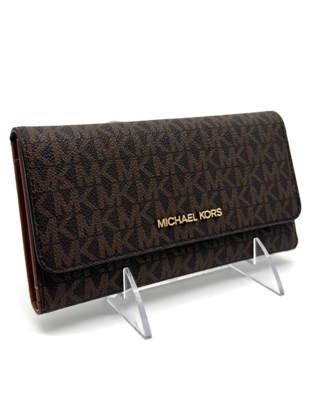 Michael Kors Large Trifold Wallet Brown Signature